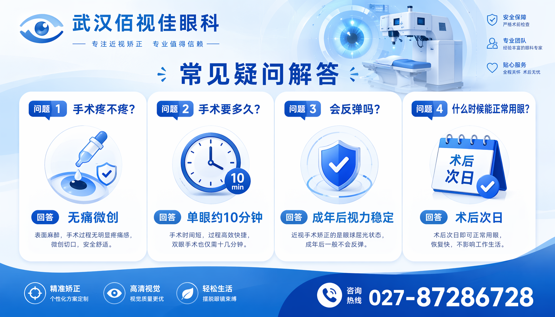 孝感近视手术｜武汉佰视佳眼科近视手术费用疼痛反弹年龄问答