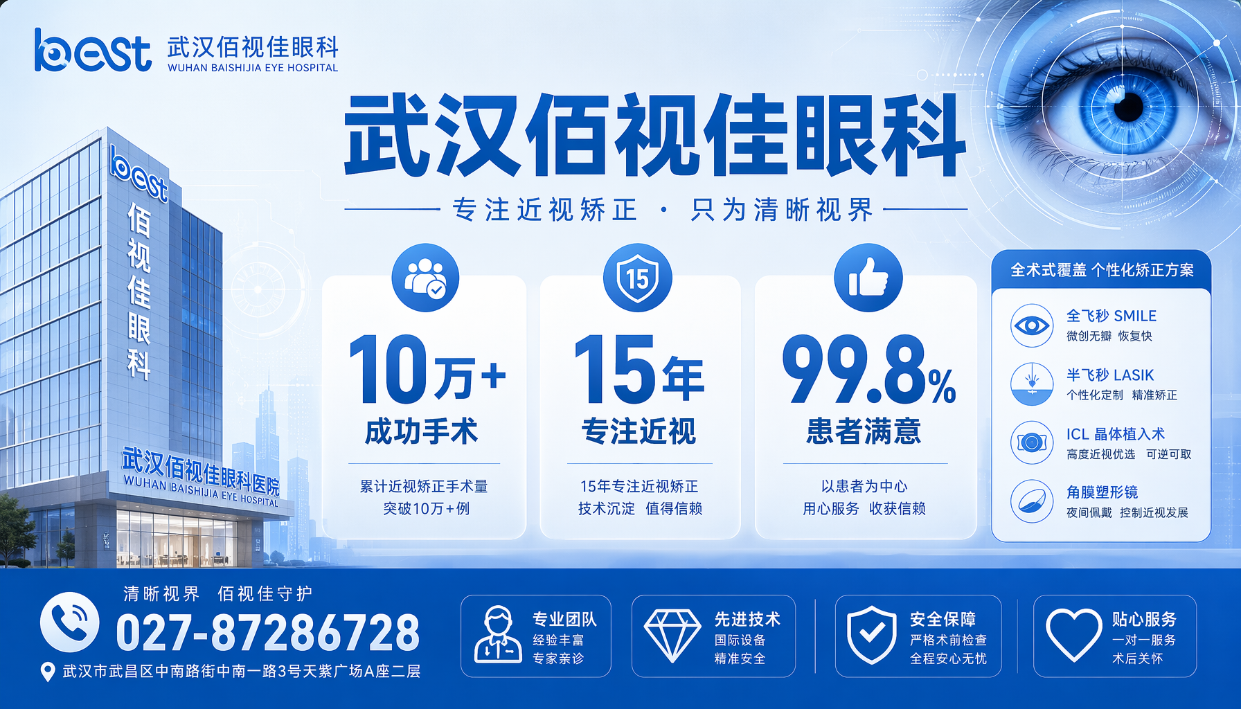 常德近视手术｜武汉佰视佳眼科手术量与院长经验数据